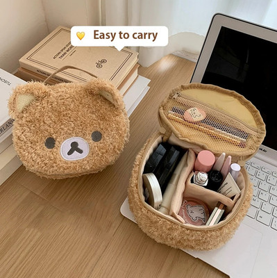 1 pc Plush Anime Bear Makeup Case Cute Cosmetic Bag Jewelry Storage Pouch