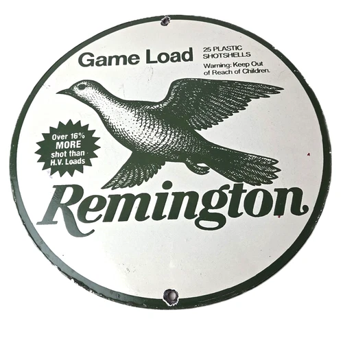 Vintage Remington Game Load Porcelain Sign - Bird Shotshell Hunting Sign