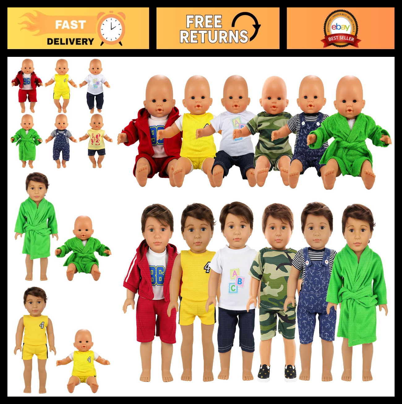 For 14-18 Inch Dolls - Casual Outfits & Accessories