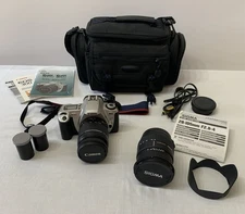 Canon EOS Rebel 2000 35mm Film Camera w 28-80mm Lens & Sigma 28-105 Zoom Lens