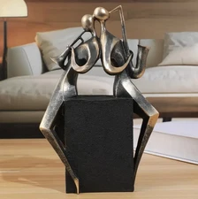 NEW 10" Abstract Bronze Style Sax & Trumpet Duet. Resin Figurine Sculpture 10x6