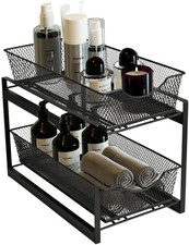 2 Tier Bathroom Organizer with Pull Out Drawer, under Sink Storage Organizer for