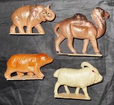 Lot of 4 Vintage Celluloid Animals Camel Bear Elephant Ram