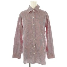 【Tops】DEUXIEME CLASSE Ivy Style Shirt Striped Wine Red White Women's