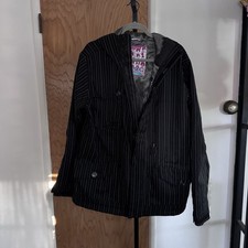 Burton Dryride Full Zip Hoodie Snowboard Jacket Black Striped Medium