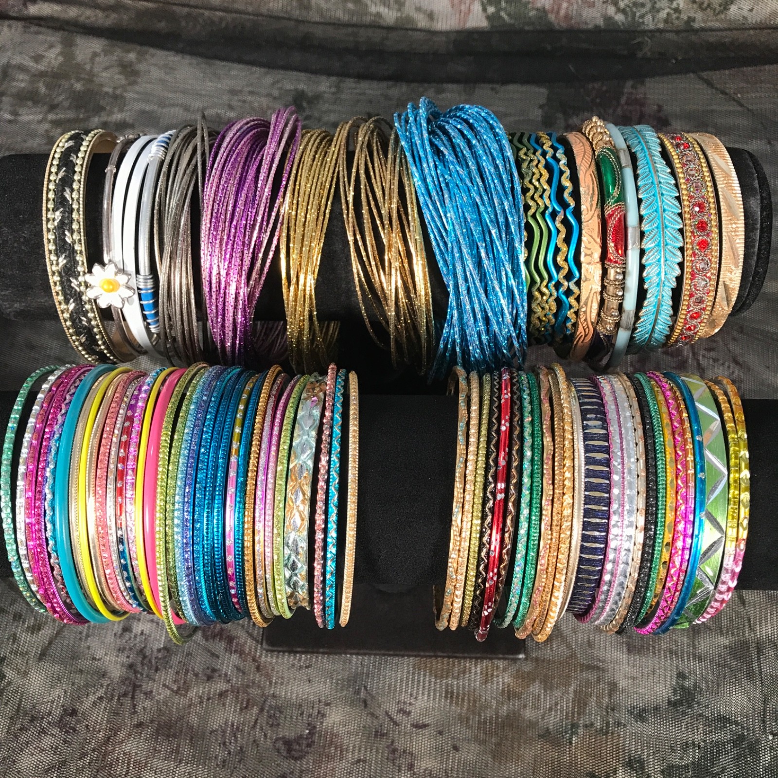 79 Pc Stacking Bangle Bracelet Lot Multi-Color Et… - image 1