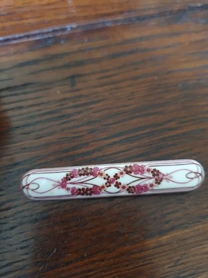 Michaela Frey Vintage Brosche Emaille signiert floral Handarbeit Wien Rarität