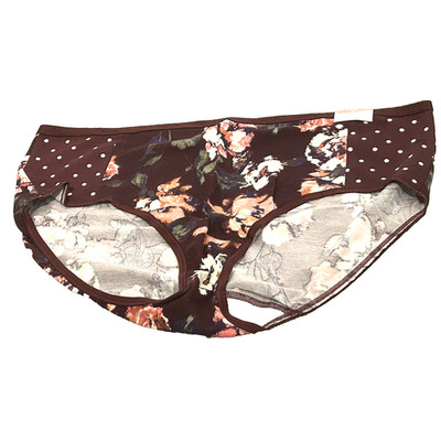 NWT Lane Bryant Chocolate Brown Floral High Leg Cotton Brief Panties in 14 16 XL