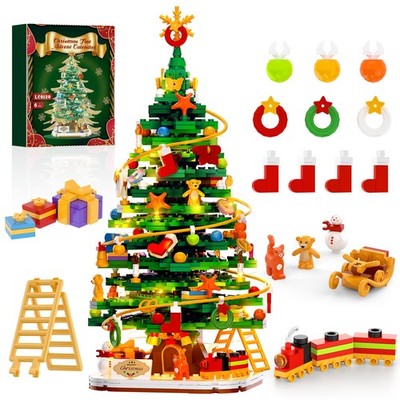 Christmas Tree Building Block Set with Light Kit, Building Toy with Christmas...