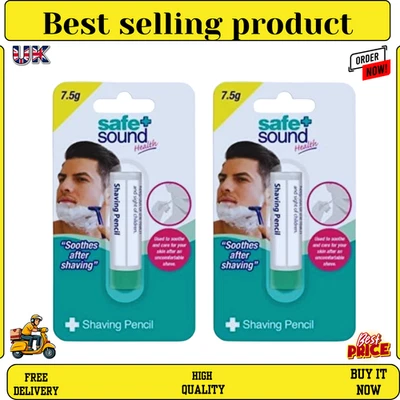 Safe & Sound Styptic Pencil. Stops bleeding from shaving (Pack of 2)