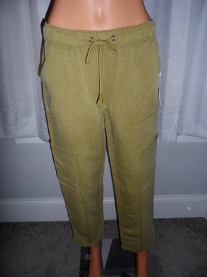 Cool C & C California size S sage green linen blend ankle drawstring pants NWT - Image 1 of 4