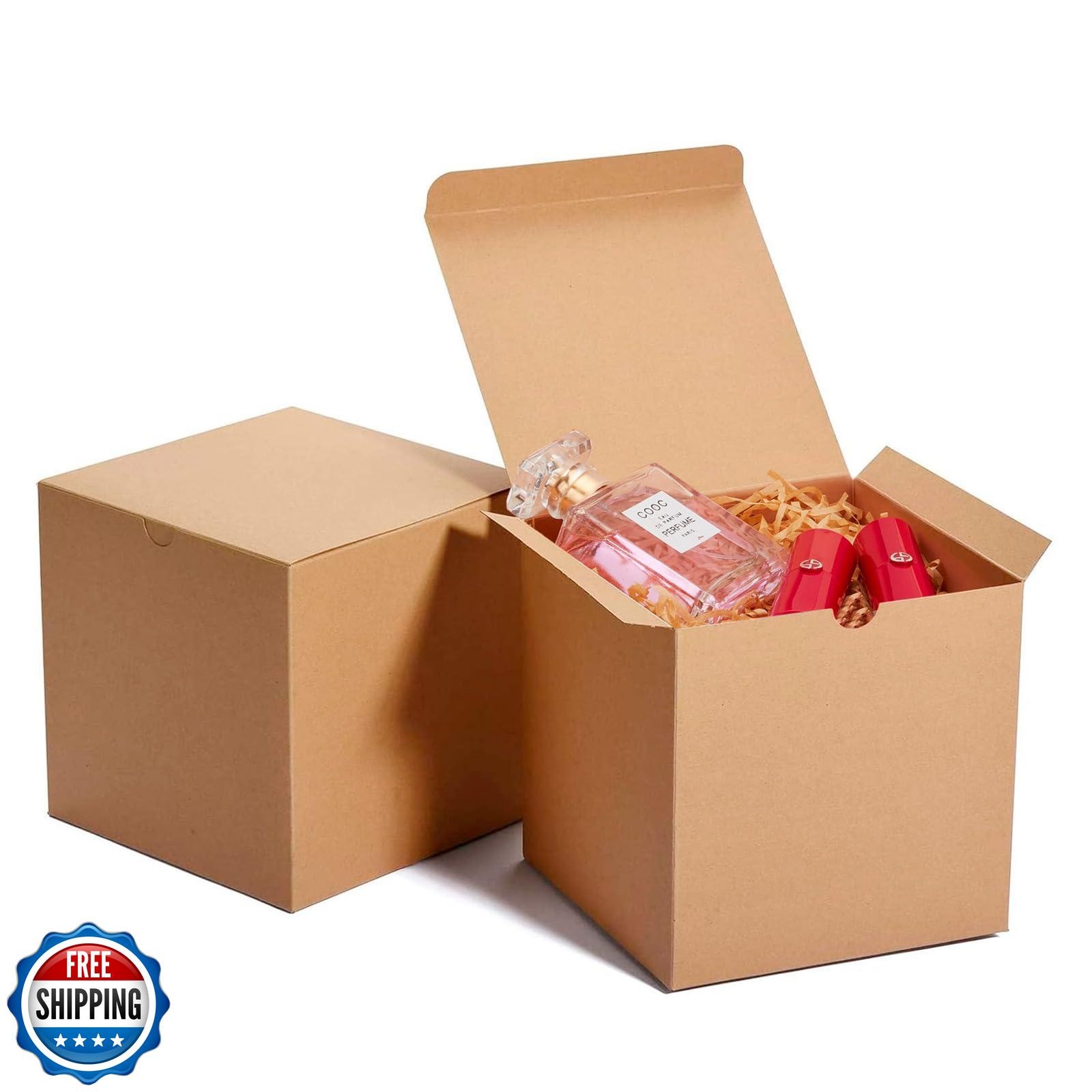 Es With Lids, Brown Kraft Gift Boxes 50pc For Christmas,