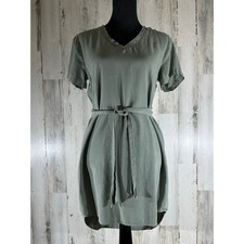 Cloth & Stone Anthropologie Dress Size Small Moss Green Smocked Tie Waist