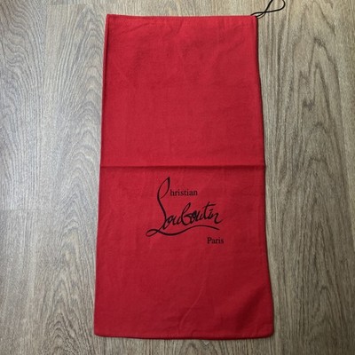 Authentischer Christian Louboutin roter Stoff Kordelzug Staubbeutel 30 x 58 cm Schuh Stiefel