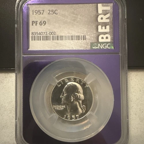 1957 Washington Silver Quarter NGC Graded PF69 Proof