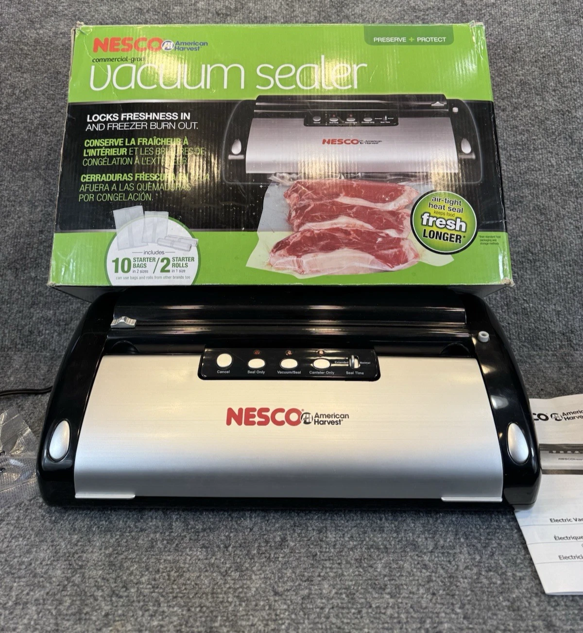 Nesco American Harvest Electric Vacuum Sealer VS-02 Tested Works Manual Included