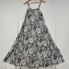 Carly Jean Los Angeles Womens Black Cream Paisley Floral Maxi Dress Pockets S