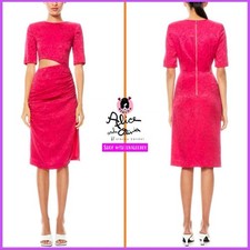 Alice + Olivia Stella Wild Bold Pink Cut Out Slit Midi Dress 10