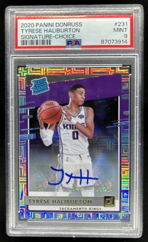 2020-21 Panini Donruss Tyrese Haliburton Rated Rookie Choice RC Auto #231 PSA 9