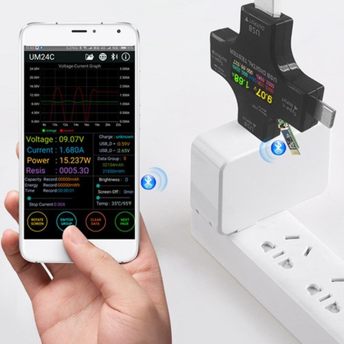 Testeur USB Multifonction w/ Bluetooth pour Mesure Charge Rapide Type-C Micro US - Afbeelding 2 van 16