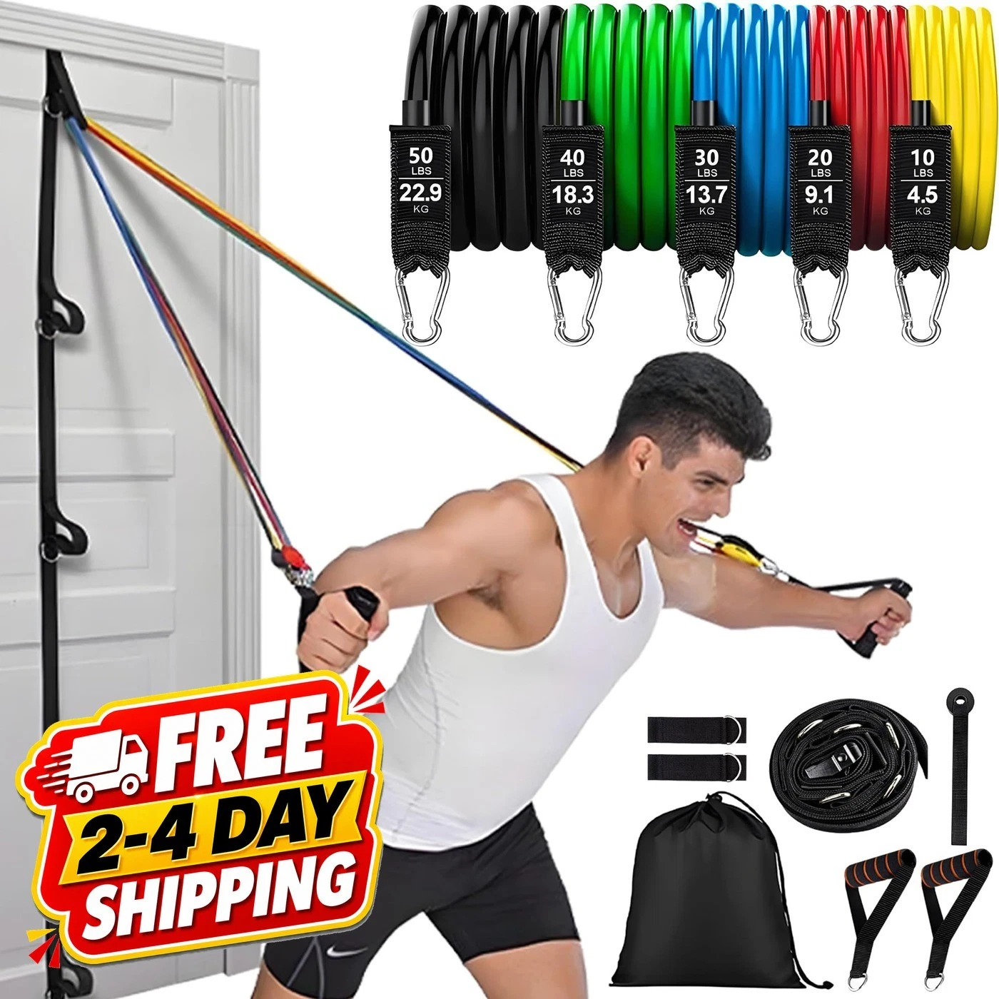 Resistance Bands Set 5-Pack 150LBS Home Workout