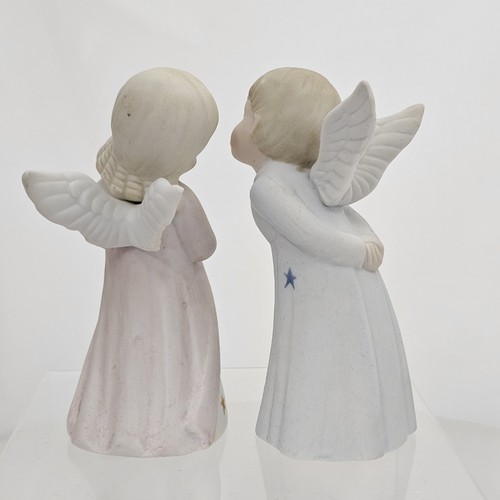 Vtg 1990 Lefton Kissing Angels Bisque Porcelain Hand Painted 07701 Boy & Girl - Picture 4 of 15