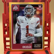 2020 Score FIRST DOWN  #333 Jeff Okudah 9/10 Orange Refractor SSP