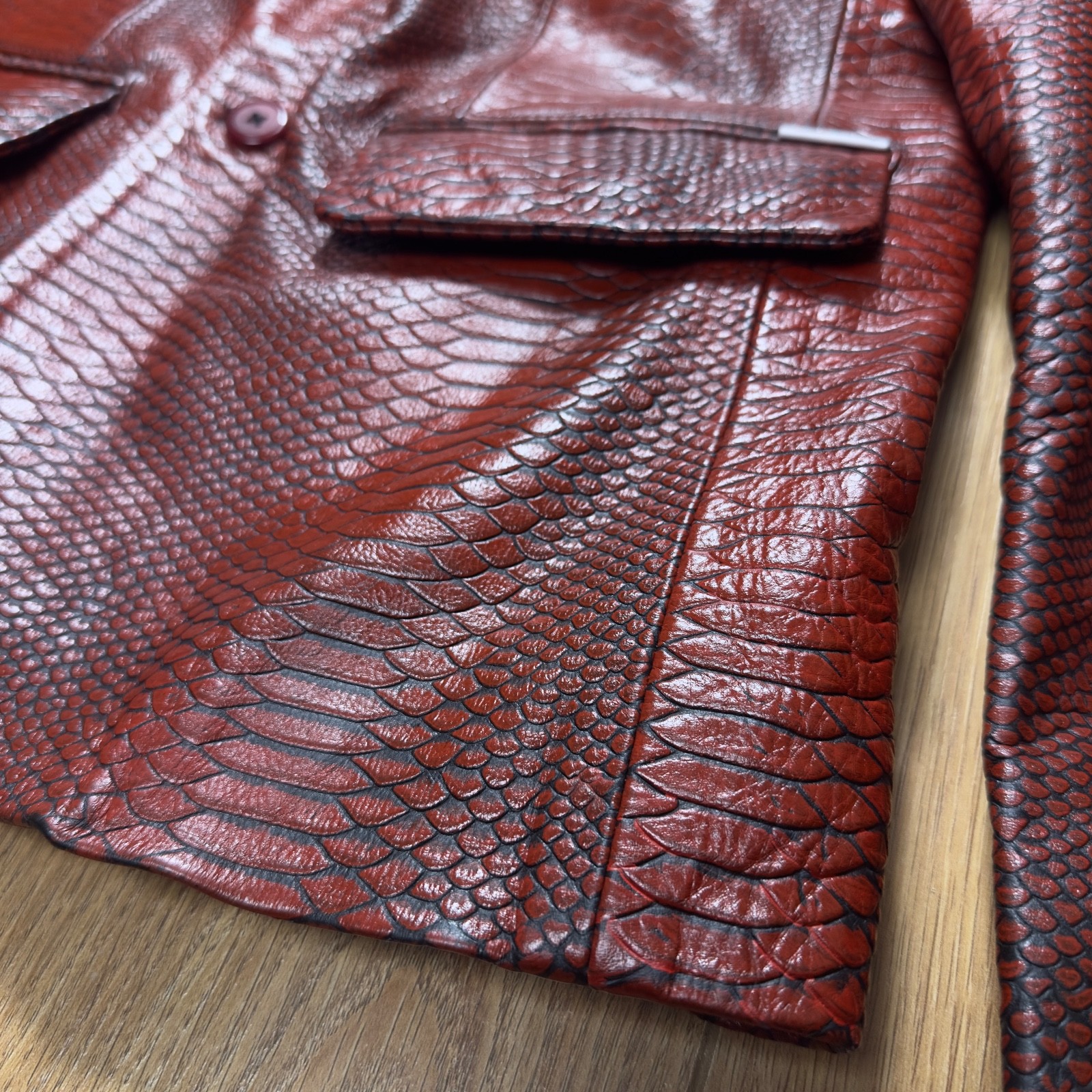 MR RIEGILLO Python Snakeskin Leather Blazer Jacke… - image 18