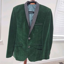 Mens Hunter Green Velvet Blazer Jacket M Satin Shawl Lapel Tuxedo Prom Party 40R