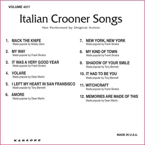 ITALIAN CROONER SONGS Karaoke CD+G Backstage #4317 New in ORGINAL Black Sleeve - Picture 2 of 2