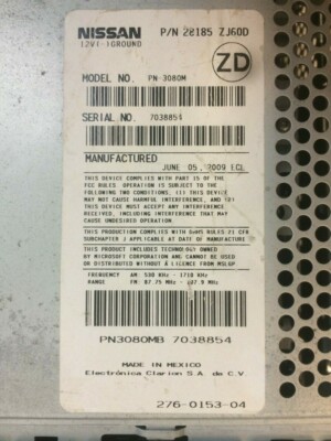 2008 - 2010 Nissan Sentra OEM AM FM Aux Radio CD Player