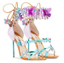 Mujeres Mariposa Delgadas Tacones Altos Puntera Abierta Con Cordones Sandalias Tacones de aguja Zapatos Trabajo