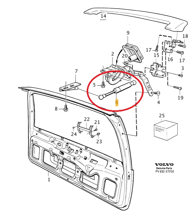 Juego de soporte de puntal de elevación para maletero puerta trasera para Volvo 850, V70 1994-2000 Foto 2 de 4