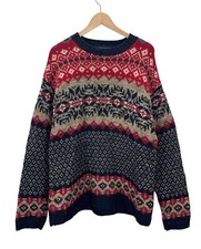 Abercrombie Fitch Fair Isle Geometric Print Wool Sweater Large