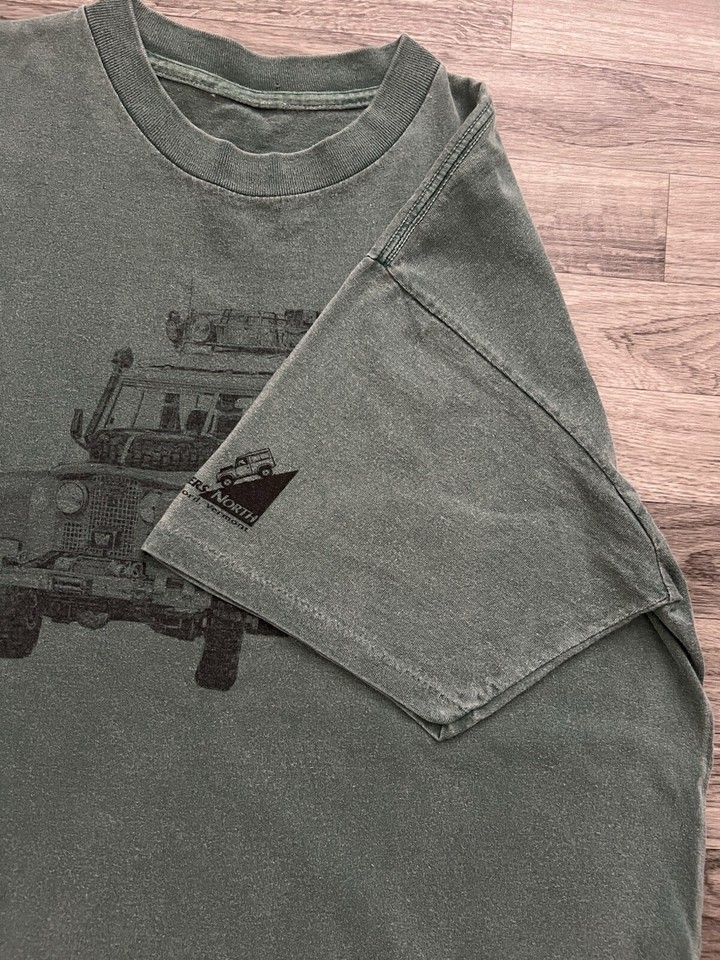 Vintage Single Stitch Double Sided Land Rover Defender T Shirt Green