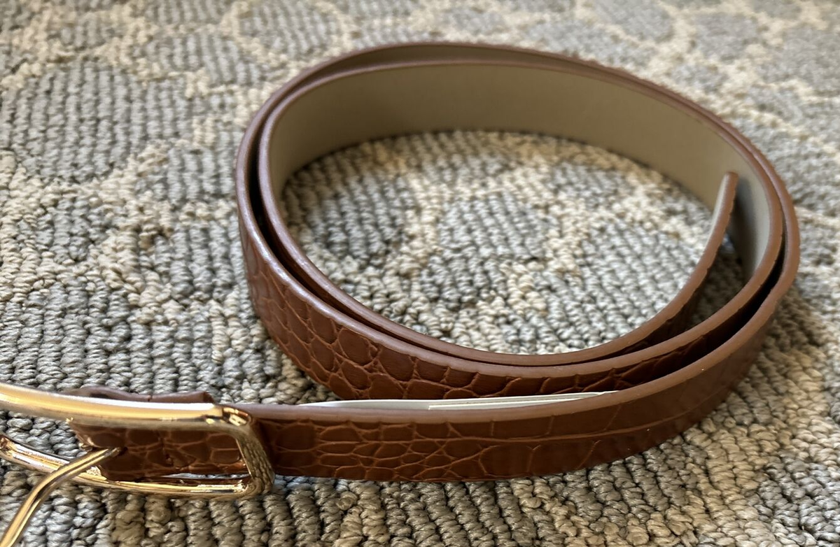 ANN TAYLOR Size XL Brown Mahagony Leaves Leather Belt Ann Taylor Synthetic Leather Midnight Mahogany Women main image 4