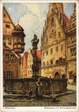 CPA AK Rothenburg- St Georgsbrunnen mit Rathaus GERMANY (1076203)
