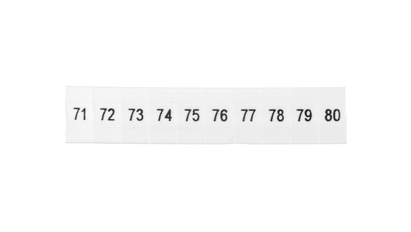 Marker for rail connectors, ZB 5 label, numbered from 71-80, white color  /T2UK