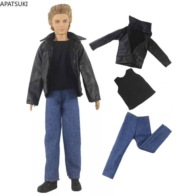 1/6 Boy Doll Clothes For Ken Doll Winter Wear Leather Coat Shirt Trousers  Pants