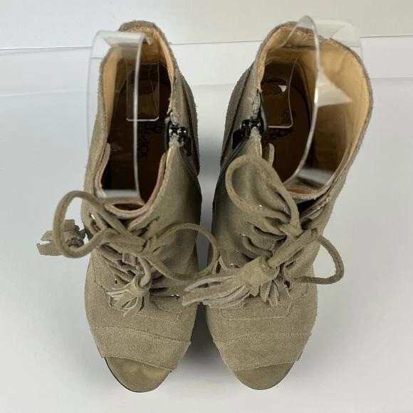 Botines Belda de gamuza gallo negro con cordones peep-toe Foto 2 de 4