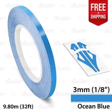 OCEAN BLUE 1/8" 3mm Roll PIN STRIPE Car Striping Line TAPE Decal Vinyl Sticker