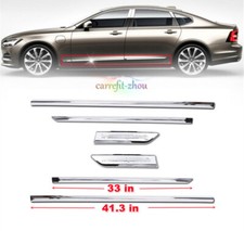 Ajuste para Volvo S90 2017-2021 ABS cromo carrocería puerta lateral moldura cubierta moldura moldura 6 piezas