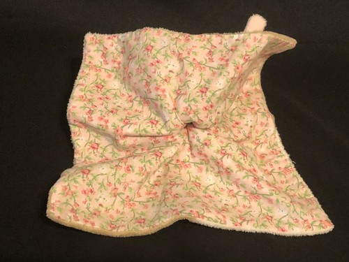 Small Floral Security Blanket with Sheep Plush • Pink Beige Cream • Scarf Lovey - Picture 5 of 12