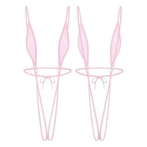 Para mujeres Sexy Lencería Micro Tanga Mini Sujetador Cuerda en V Pequeño Cuerda en G Traje de baño Set - Imagen 26 de 43