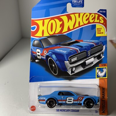 2022 Hot Wheels 236/250-Mercury Cougar 68-Blue Race Car-Muscle Mania 7/10