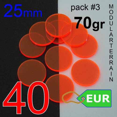40x 25mm Round Base 3mm Color Fluor Acrylic Socle War Hammer 40k Infinity AOS - Imagen 3 de 7