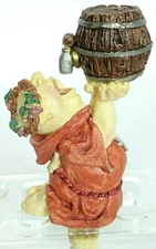 Vtg Monk Drinking From Barrel Keg Wine Grapes Man Cave Wine Stopper 5.5"
