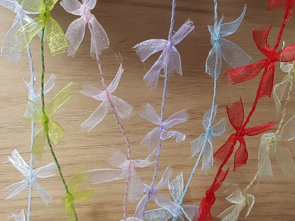  Vintage Wired Sheer SHIMMERY BOW GARLAND RIBBON TRIMMING 1 M  Hair/Craft/Bridal - Image 2 of 4