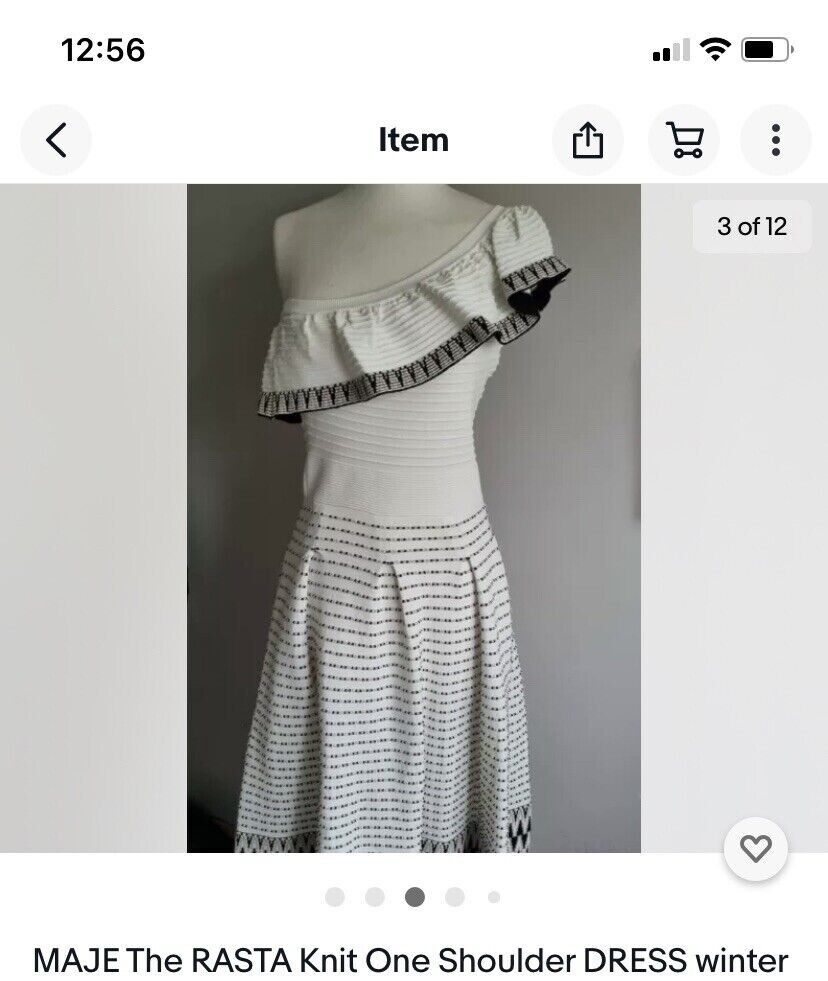 Maje Rasta Knitted Asymmetric One Shoulder Dress Size M New Original Price  $570