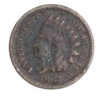 1862 COPPER NICKEL FULL DATE Indian Head Cent Penny CULL / AG / HOLE FILLER